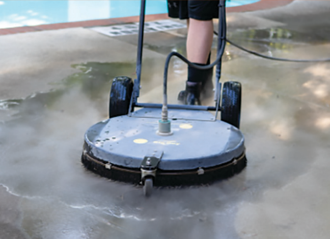 Deep cleaning service for a pool deck and patio area